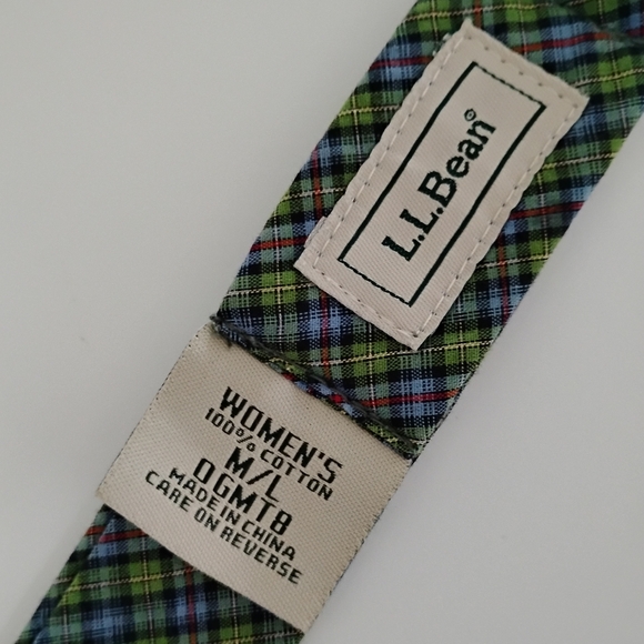 L. L. Bean Plaid Cotton D-Ring Belt Green Blue Plaid Preppy Classic Cotton M/L - Picture 5 of 6